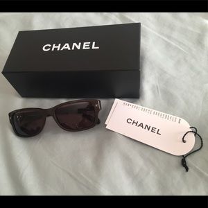 CHANEL Square Sunglasses, Brown